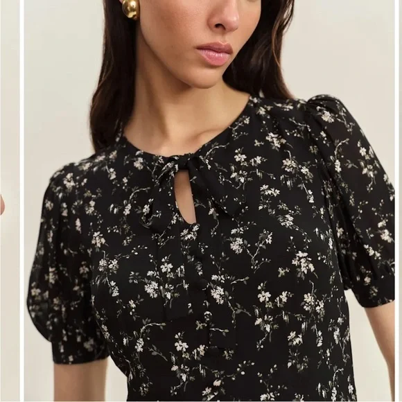 Reformation Delia Dress in Lucien black floral midi size 2 - Picture 2 of 12